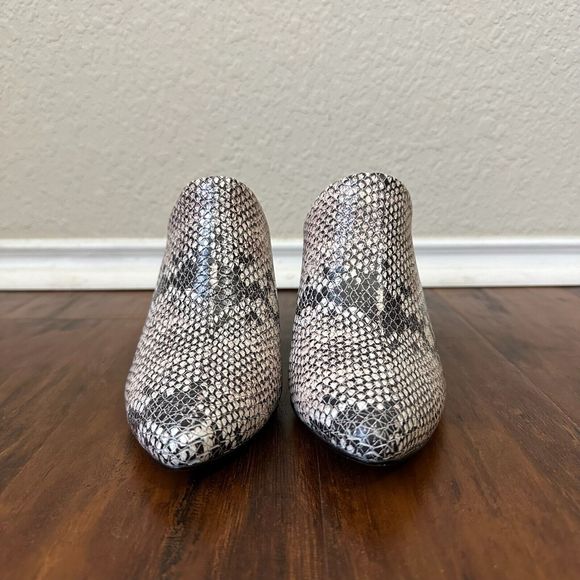 ABLE Snakeskin Leather Block Heeled Mules Pointed-Toe BRAZIL MADE - Picture 3 of 10